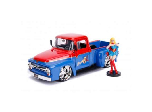 1952 フォード F-100 トラック スーパーガール フィギュア付 レッド/ブルー / JADA 1/24 ミニカー