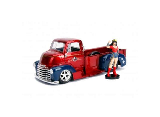1952 シボレー COE ピックアップ ワンダーウーマン フィギュア付 レッド/ブルー / JADA 1/24 ミニカー
