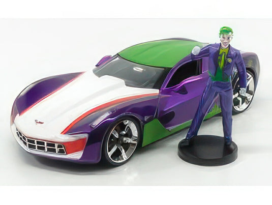 CHEVROLET CORVETTE STINGRAY WITH JOKER FIGURE 2009 PURPLE GREEN WHITE/JADA 1/24ミニカー