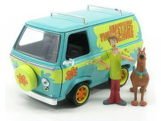 HANNA BARBERA SCOOBYDOO THE MYSTERY VAN MACHINE WITH SHAGGY AND SCOOBYDOO FIGURES LIGHT BLUE YELLOW/JADA 1/24ミニカー