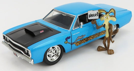 PLYMOUTHプリムス ロードランナー クーペ 1970 ワイリーコヨーテフィギュア ブルー TV SERIES / JADA 1/24 ミニカー