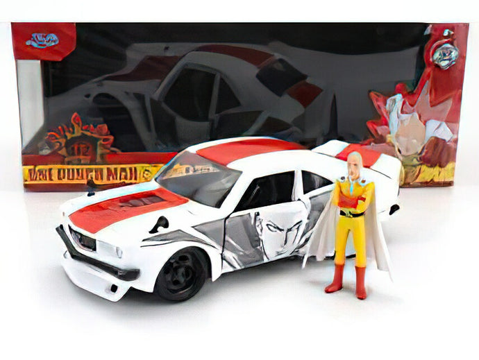 MAZDA RX-3 WITH ONE PUNCH SAITAMA フィギュア 1974 WHITE RED YELLOW/JADA 1/24ミニカー