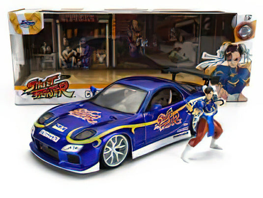 MAZDA RX-7 WITH CHUN-LI フィギュア 1993 BLUE/JADA 1/24ミニカー