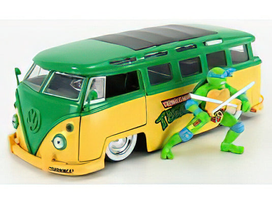VOLKSWAGEN T1 MINIBUS 1962 TMNT LEONARDO NINJA TURTLES TARTARUGHE NINJA YELLOW GREEN/JADA 1/24ミニカー