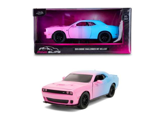 2015 ダッジ チャレンジャー SRT ヘルキャット ピンク/ブルー ミニカー / JADA 1/24 ミニカー
