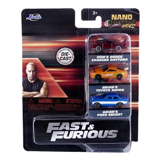 ダッジ チャージャー デイトナ トヨタ スープラ フォード エスコート ワイルドスピード 3台セット / Jada Toys 1/87 ミニカー