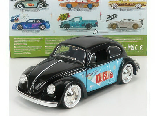VOLKSWAGEN BEETLE MAGGIOLINO 1959 I LOVE THE 50's BLACK LIGHT BLUE/JADA 1/24ミニカー