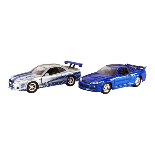 日産 スカイライン GT-R BNR34 シルバー＆ブルー 2台セット ワイルドスピード / Jada 1/32 ミニカー