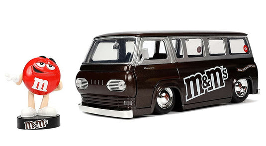M&M's 1965 Ford Econoline バン レッドM&M'sフィギュア付き ミニカー / JADA 1/24