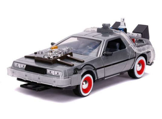 デロリアン タイムマシン ライト点灯 バック・トゥ・ザ・フューチャー 劇中車 模型 / JADA 1/24 ミニカー 模型