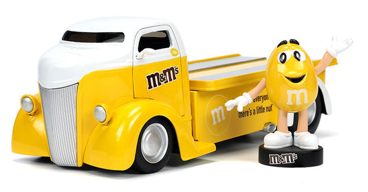 M&M's 1947 Ford COE フラットベッド イエローM&M'sフィギュア付き ミニカー / JADA 1/24