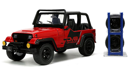 1992 Jeep Wrangler タイヤラック & 替えホイール付き ミニカー / JADA 1/24