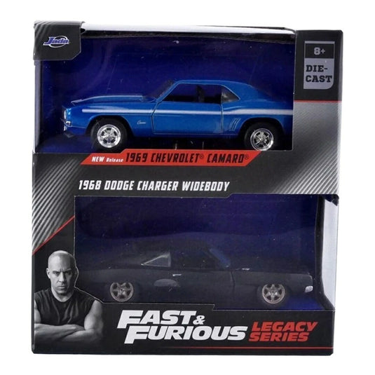1969 シボレー カマロ ブルー 1968 ダッジ チャージャー ワイドボディ マットブラック 2台セット / JADA 1/32 ミニカー