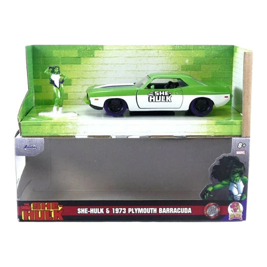 シー・ハルク 1973 プリムス バラクーダ グリーン 2点セット / JADA 1/32 ミニカー