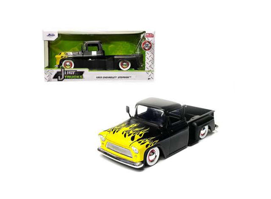 1955 シボレー ステップサイド ブラック フレイム塗装 1955 Chevy / JADA 1/24 ミニカー