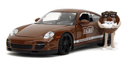 M&M's 2007 Porsche 911 Turbo ブラウンM&M'sフィギュア付き ミニカー / JADA 1/24