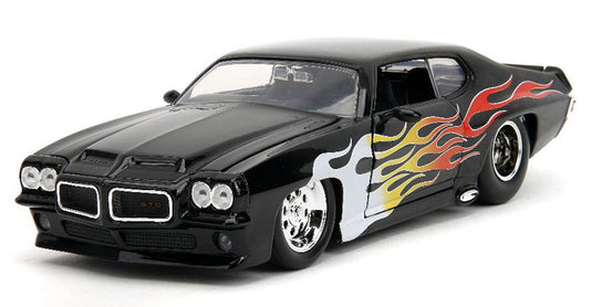 Pontiacポンティアック GTO 1971 ブラック ファイアパターン マッスルカー / JADA 1/24 ミニカー 模型
