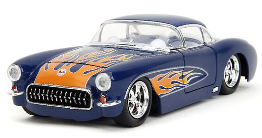 Chevroletシボレー Corvetteコルベット 1957 ブルー フレイム スポーツカー / JADA 1/24 ミニカー 模型