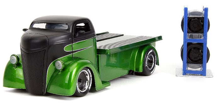 1947 Ford COE ピックアップ メタリックグリーン&ブラック 替えホイール付き Just Trucks ミニカー / JADA 1/24