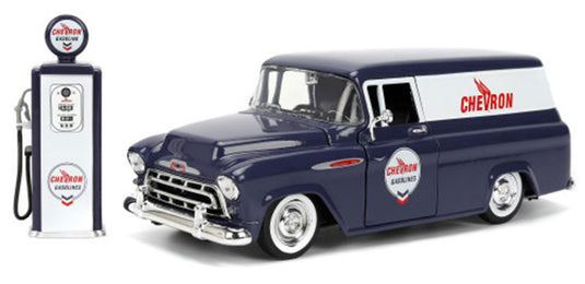 Chevron 1957 Chevrolet Suburban ガソリンポンプ付き Just Trucks ミニカー / JADA 1/24