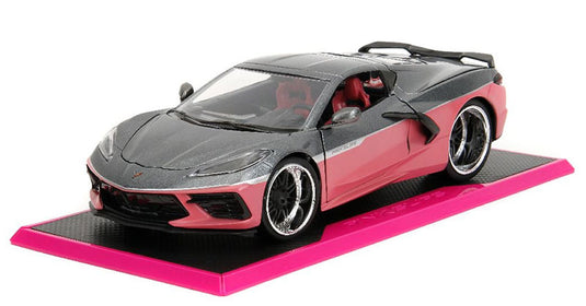 2020 Chevrolet Corvette ピンク/グレー ベース付き ミニカー / JADA 1/24