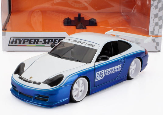 PORSCHEポルシェ 911 996 GT3 トーヨータイヤ N 845 レーシングクーペ 1999 ホワイトブルー / JADA 1/24 ミニカー