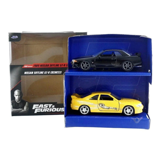 日産 スカイライン GT-R R32 ブラック & R33 イエロー 2台セット ワイルドスピード / Jada Toys 1/32 ミニカー