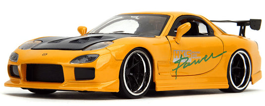 Mazdaマツダ RX-7 HKS仕様 1993 イエローオレンジ スポーツカー 模型 / JADA 1/24 ミニカー 模型