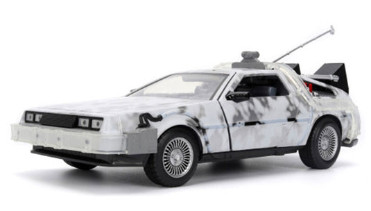 デロリアン タイムマシン 雪化粧 バック・トゥ・ザ・フューチャー 劇中車 模型 / JADA 1/24 ミニカー 模型