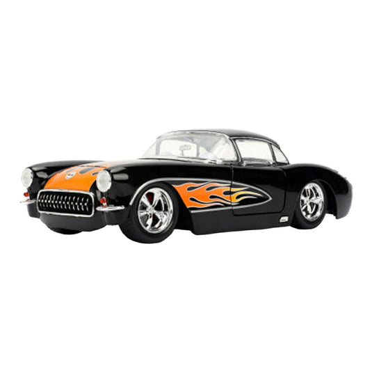 Chevroletシボレー Corvette 1957 in Black with Flames / JADA 1/24 模型