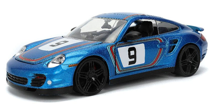 #9 2007 Porsche 911 Turbo 997 メタリックブルー Hyper-Spec ミニカー / JADA 1/24