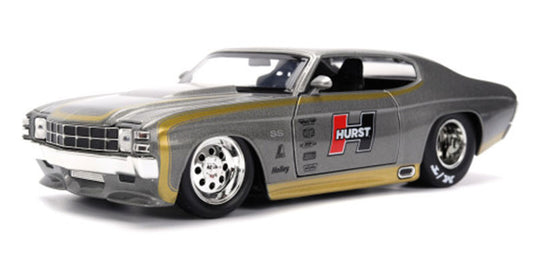 Chevroletシボレー Chevelleシェベル SS 1971 グレー/ゴールド マッスルカー / JADA 1/24 ミニカー 模型