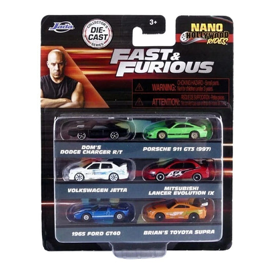 ワイルドスピード 6台セット ダッジ チャージャー ポルシェ911 GT3 VW ジェッタ 三菱 ランエボIX フォード GT40 トヨタ スープラ / Jada Toys 1/8