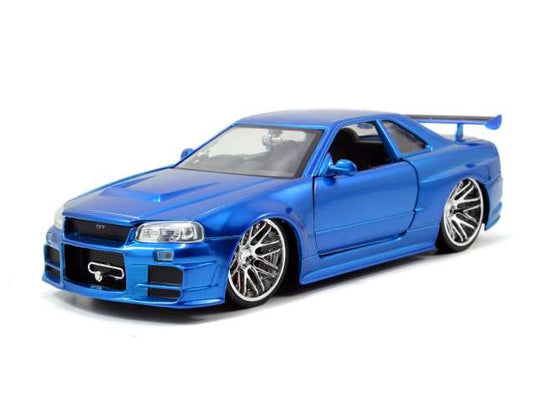 2002 ニッサン スカイライン GTR R34 ワイルドスピード ブルー 劇中車 ミニカー / JADA 1/24 ミニカー