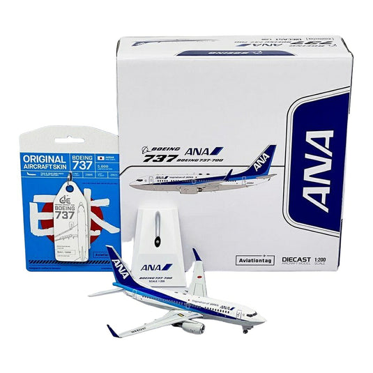 ANA全日空 All Nippon Airways ボーイング 737-700 JA02AN 限定アビエーションタグ付き / JC Wings 1/200 飛行機模型 旅客機