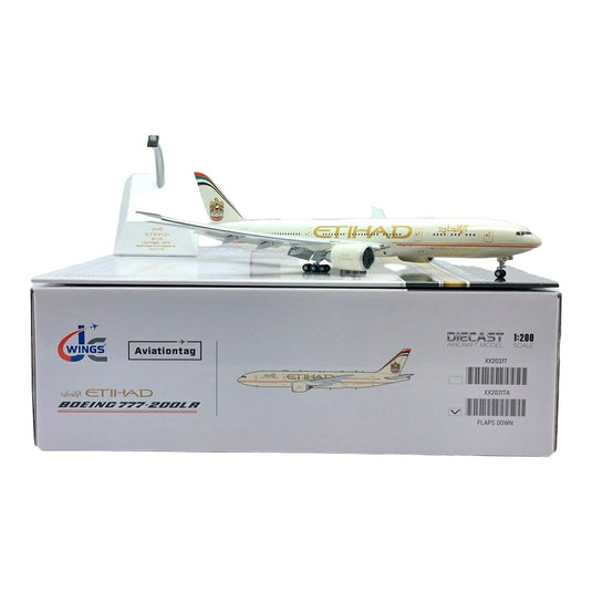 エティハド航空 Etihad Airways ボーイング 777-200LR A6-LRB フラップダウン アビエーションタグ付き / JC Wings 1/200 飛行機模型 旅客機