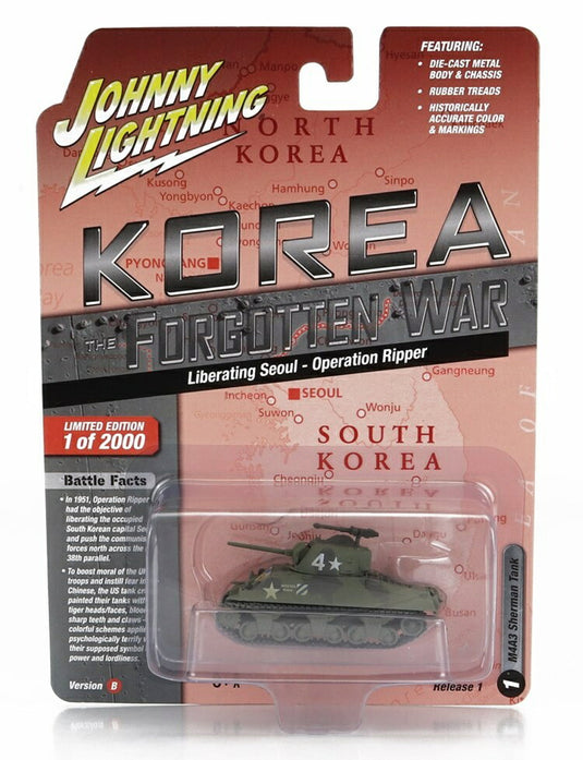 TANKタンク M4A3 シャーマン ミリタリー 韓国 1944 ミリタリーグリーン SCALE APPROX / JOHNNY LIGHTNING 1/64 ミニカー