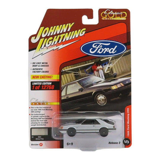 FORD USAフォード MUSTANGマスタング SVO COUPEクーペ 1986 SILVERシルバー / JOHNNY LIGHTNING 1/64 ミニカー