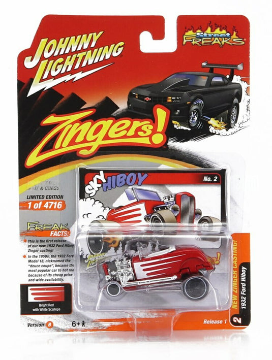 FORDフォード USA HIBOYハイボーイ ZINGERジンガー CUSTOMカスタム 1932 REDレッド / JOHNNY LIGHTNING 1/64 ミニカー