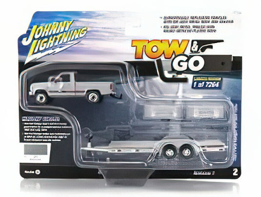 FORD USA RANGER PICK-UP 1983 WITH TRAILER CAR TRANSPORTER SILVER/JOHNNY LIGHTNING 1/64ミニカー