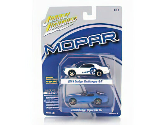 DODGE SET 2X CHALLENGER R/T 2014 + VIPER SRT10 2008 BLUE WHITE/JOHNNY LIGHTNING 1/64ミニカー