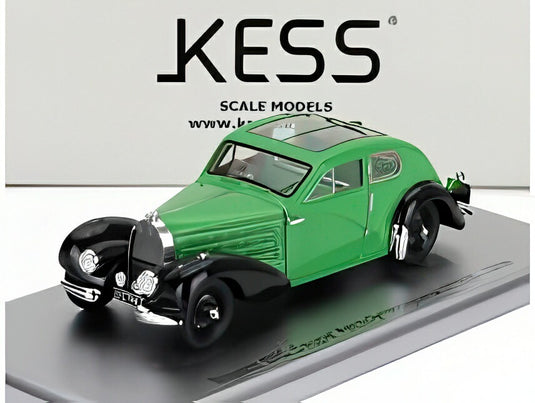 BUGATTI 57C COUPE AERODYNAMIQUE パノラミックルーフ 1938 グリーン ブラック/ Kess-Model 1/43 ミニカー