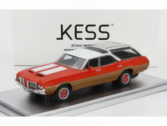 OLDSMOBILE  VISTA CRUISER 442 SW STATION WAGON 1972  RED WHITE WOOD/KESS-MODEL 1/43ミニカー