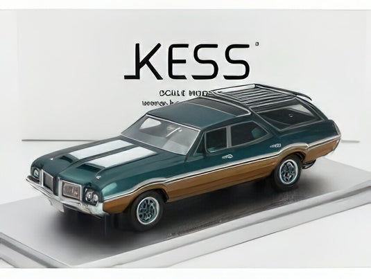 OLDSMOBILE  VISTA CRUISER 442 SW STATION WAGON 1972  GREEN MET WHITE WOOD/KESS-MODEL 1/43ミニカー