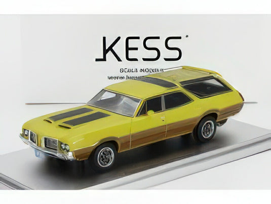 OLDSMOBILE  VISTA CRUISER 442 SW STATION WAGON 1972  YELLOW BLACK WOOD/KESS-MODEL 1/43ミニカー