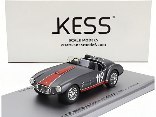 FERRARI 166 MM53 SPIDER BARQUETTE ch 0300M VIGNALE BY OBLIN N 119 コッパ SAR 1955 優勝 グレー レッド/ Kess-Model 1/43 ミニカー
