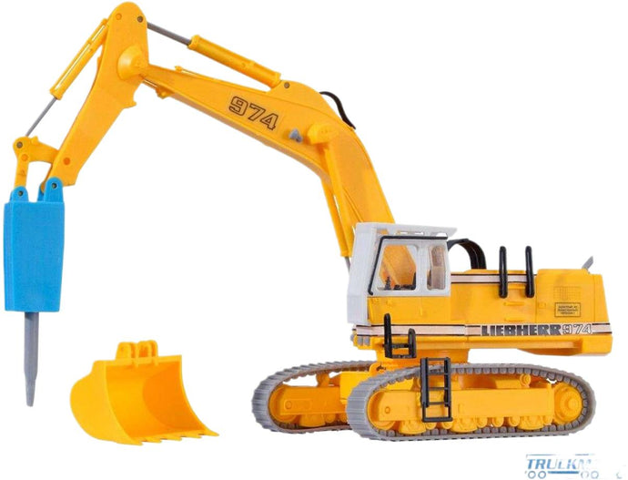 Liebherr 974 解体チゼルと 解体・粉砕機 / Kibri 1/87 建設機械模型 工事車両