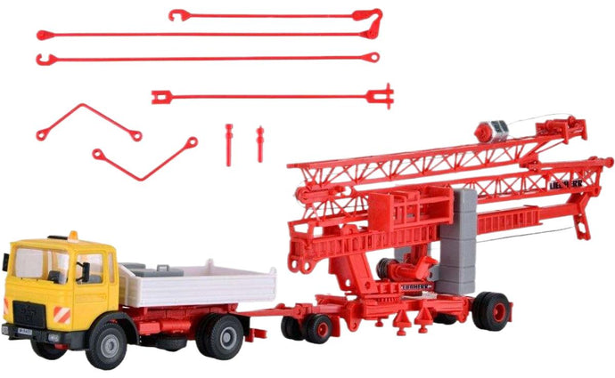 MAN 転倒プラットフォームとLiebherr SK 20 トラック / Kibri 1/87 建設機械模型 工事車両