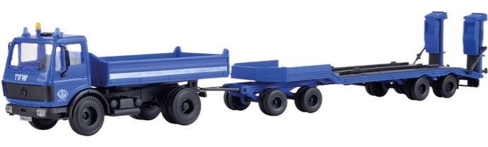 THW Mercedes Benz ティッパー ローローダー トレーラー / Kibri 1/87 建設機械模型 工事車両
