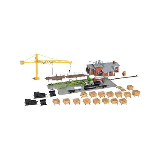 製材所クレーン 寝台鋸とインテリア / Kibri 1/87 建設機械模型 工事車両